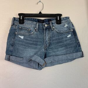 Lucky Brand Medium Blue Wash Distressed Cuffed Boyfriend Shorts Size 4